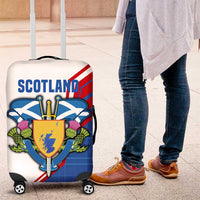 Scotland Blue Tartan Luggage Cover with Crest and Saltire Shield Design - Wonder Print Shop