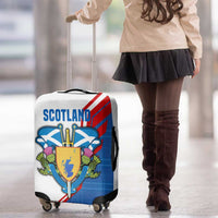 Scotland Blue Tartan Luggage Cover with Crest and Saltire Shield Design - Wonder Print Shop
