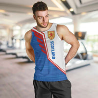 Scotland Blue Tartan Men Tank Top with Crest and Saltire Shield Design - Wonder Print Shop
