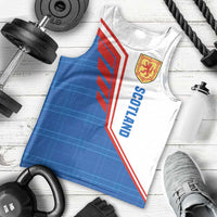 Scotland Blue Tartan Men Tank Top with Crest and Saltire Shield Design - Wonder Print Shop