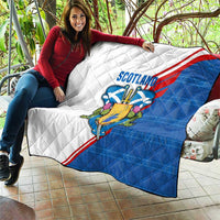 Scotland Blue Tartan Quilt with Crest and Saltire Shield Design - Wonder Print Shop