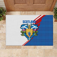 Scotland Blue Tartan Rubber Doormat with Crest and Saltire Shield Design - Wonder Print Shop