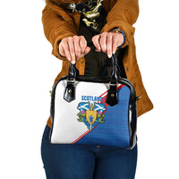 Scotland Blue Tartan Shoulder Handbag with Crest and Saltire Shield Design - Wonder Print Shop