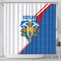 Scotland Blue Tartan Shower Curtain with Crest and Saltire Shield Design - Wonder Print Shop
