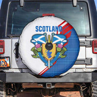 Scotland Blue Tartan Spare Tire Cover with Crest and Saltire Shield Design - Wonder Print Shop