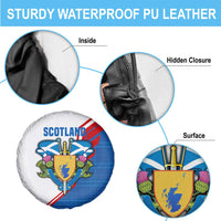 Scotland Blue Tartan Spare Tire Cover with Crest and Saltire Shield Design - Wonder Print Shop