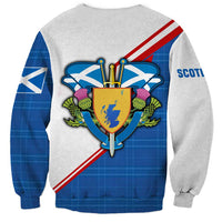 Scotland Blue Tartan Sweatshirt with Crest and Saltire Shield Design - Wonder Print Shop