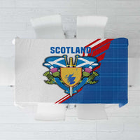 Scotland Blue Tartan Tablecloth with Crest and Saltire Shield Design - Wonder Print Shop