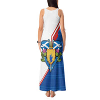 Scotland Blue Tartan Tank Maxi Dress with Crest and Saltire Shield Design - Wonder Print Shop