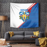 Scotland Blue Tartan Tapestry with Crest and Saltire Shield Design - Wonder Print Shop