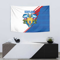 Scotland Blue Tartan Tapestry with Crest and Saltire Shield Design - Wonder Print Shop