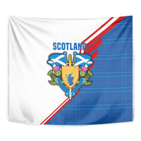 Scotland Blue Tartan Tapestry with Crest and Saltire Shield Design - Wonder Print Shop