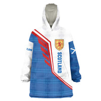 Scotland Blue Tartan Wearable Blanket Hoodie with Crest and Saltire Shield Design - Wonder Print Shop