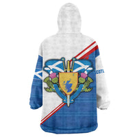 Scotland Blue Tartan Wearable Blanket Hoodie with Crest and Saltire Shield Design - Wonder Print Shop