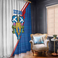 Scotland Blue Tartan Window Curtain with Crest and Saltire Shield Design - Wonder Print Shop