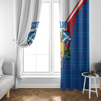 Scotland Blue Tartan Window Curtain with Crest and Saltire Shield Design - Wonder Print Shop