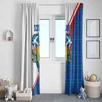 Scotland Blue Tartan Window Curtain with Crest and Saltire Shield Design - Wonder Print Shop