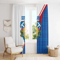 Scotland Blue Tartan Window Curtain with Crest and Saltire Shield Design - Wonder Print Shop