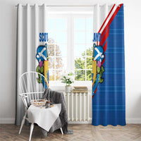 Scotland Blue Tartan Window Curtain with Crest and Saltire Shield Design - Wonder Print Shop