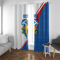 Scotland Blue Tartan Window Curtain with Crest and Saltire Shield Design - Wonder Print Shop