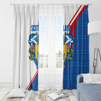 Scotland Blue Tartan Window Curtain with Crest and Saltire Shield Design - Wonder Print Shop