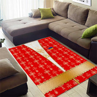 Armenian Traditional Red Area Rug with Gold Cross Pattern and Flag Crest - Wonder Print Shop