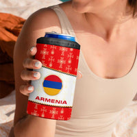 Armenian Traditional Red 4 in 1 Can Cooler Tumbler with Gold Cross Pattern and Flag Crest - Wonder Print Shop