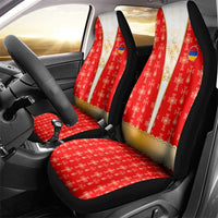 Armenian Traditional Red Car Seat Cover with Gold Cross Pattern and Flag Crest - Wonder Print Shop