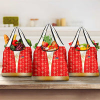 Armenian Traditional Red Grocery Bag with Gold Cross Pattern and Flag Crest - Wonder Print Shop