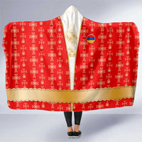 Armenian Traditional Red Hooded Blanket with Gold Cross Pattern and Flag Crest - Wonder Print Shop