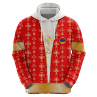 Armenian Traditional Red Hoodie with Gold Cross Pattern and Flag Crest - Wonder Print Shop