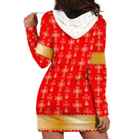 Armenian Traditional Red Hoodie Dress with Gold Cross Pattern and Flag Crest - Wonder Print Shop