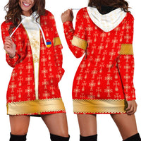 Armenian Traditional Red Hoodie Dress with Gold Cross Pattern and Flag Crest - Wonder Print Shop