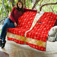 Armenian Traditional Red Quilt with Gold Cross Pattern and Flag Crest - Wonder Print Shop