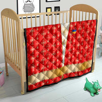 Armenian Traditional Red Quilt with Gold Cross Pattern and Flag Crest - Wonder Print Shop