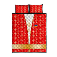 Armenian Traditional Red Quilt Bed Set with Gold Cross Pattern and Flag Crest - Wonder Print Shop