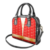 Armenian Traditional Red Shoulder Handbag with Gold Cross Pattern and Flag Crest - Wonder Print Shop