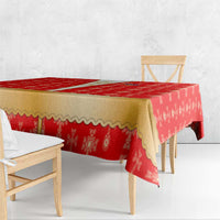Armenian Traditional Red Tablecloth with Gold Cross Pattern and Flag Crest - Wonder Print Shop