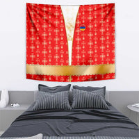 Armenian Traditional Red Tapestry with Gold Cross Pattern and Flag Crest - Wonder Print Shop