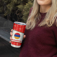 Armenian Traditional Red Tumbler Cup with Gold Cross Pattern and Flag Crest - Wonder Print Shop