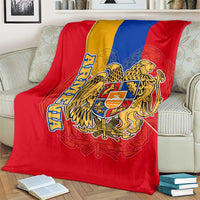 Armenia Flag Blanket with National Coat of Arms and Map Design - Wonder Print Shop