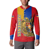 Armenia Flag Button Sweatshirt with National Coat of Arms and Map Design - Wonder Print Shop