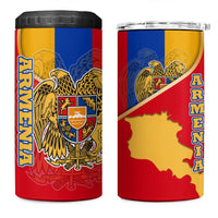 Armenia Flag 4 in 1 Can Cooler Tumbler with National Coat of Arms and Map Design - Wonder Print Shop