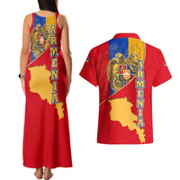 Armenia Flag Couples Matching Tank Maxi Dress and Hawaiian Shirt with National Coat of Arms and Map Design - Wonder Print Shop