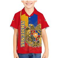 Armenia Flag Family Matching Mermaid Dress and Hawaiian Shirt with National Coat of Arms and Map Design - Wonder Print Shop