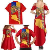Armenia Flag Family Matching Summer Maxi Dress and Hawaiian Shirt with National Coat of Arms and Map Design - Wonder Print Shop