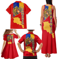 Armenia Flag Family Matching Tank Maxi Dress and Hawaiian Shirt with National Coat of Arms and Map Design - Wonder Print Shop