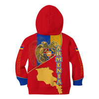 Armenia Flag Kid Hoodie with National Coat of Arms and Map Design - Wonder Print Shop