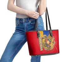 Armenia Flag Leather Tote Bag with National Coat of Arms and Map Design - Wonder Print Shop
