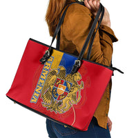 Armenia Flag Leather Tote Bag with National Coat of Arms and Map Design - Wonder Print Shop
